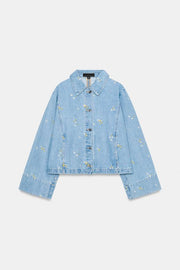 Blouson Z1975 en denim à fleurs brodées coordonné