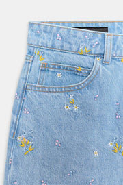 Bermuda Z1975 en denim à fleurs brodées ensemble