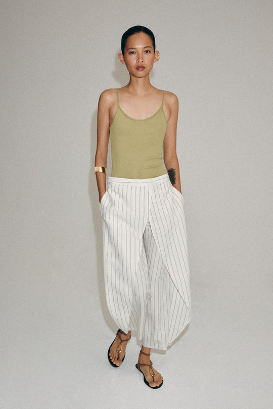 Pantalon paréo en lin à rayures ZW Collection