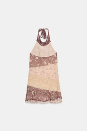 Robe dos-nu imprimée à perles