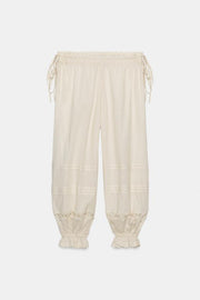 Pantalon bouffant à plis en dentelle
