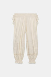 Pantalon bouffant à plis en dentelle