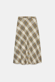 Jupe midi asymétrique à carreaux