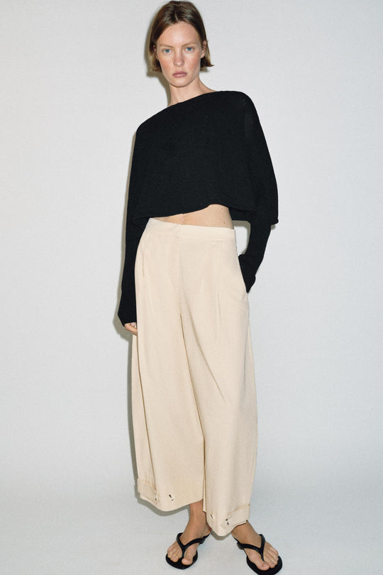 Pantalon coupe barrel à bas réglable