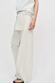 Pantalon large à rayures effet foulard