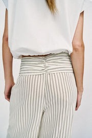 Pantalon large à rayures effet foulard