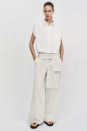 Pantalon large à rayures effet foulard