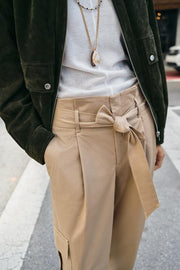 Pantalon paperbag à poches cargo