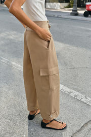 Pantalon paperbag à poches cargo