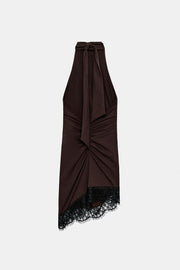 Robe courte drapée en dentelle