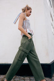 Pantalon cargo taille mi-haute