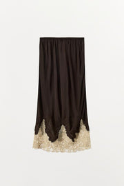 Jupe midi 100 % viscose brodée en dentelle