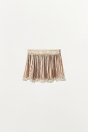 Jupe mini plissée en dentelle à perles