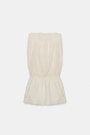 Robe bustier contrastée brodée
