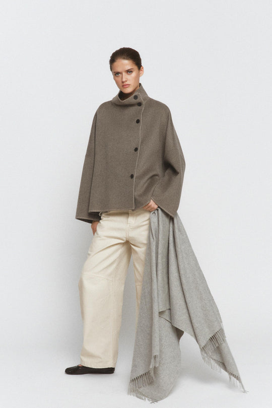 Veste en mélange de laine à surpiqûres ZW Collection