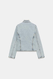 Veste en denim cintrée à boutons ZW Collection