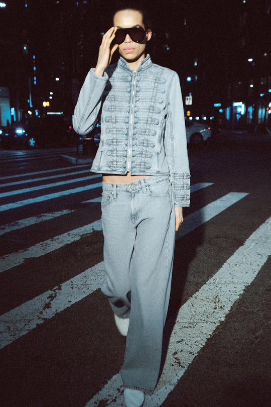 Veste en denim cintrée à boutons ZW Collection
