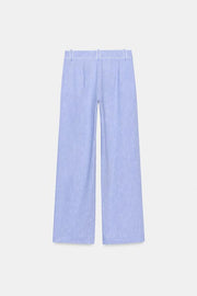 Pantalon en lin à détails passepoilés