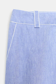 Pantalon en lin à détails passepoilés