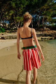 Bermuda à rayures avec ceinture