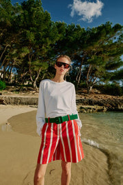Bermuda à rayures avec ceinture