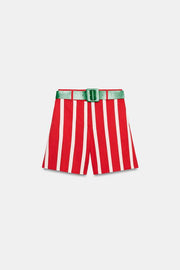 Bermuda à rayures avec ceinture