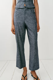 Pantalon mini coupe évasée en lin