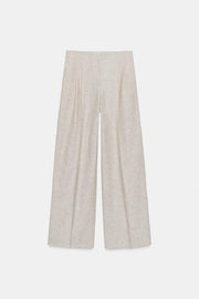 Pantalon droit à pinces en lin