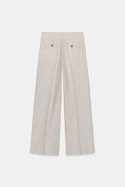 Pantalon droit à pinces en lin