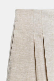 Pantalon droit à pinces en lin