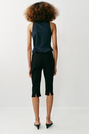 Top peplum à brandebourgs en lin