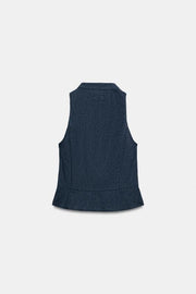 Top peplum à brandebourgs en lin
