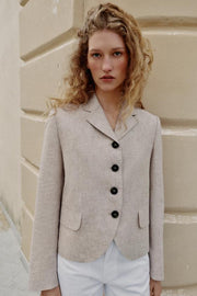 Blazer droit en lin à pinces