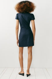 Robe mini en lin à brandebourg
