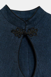 Robe mini en lin à brandebourg