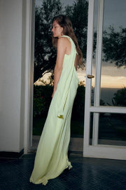 Robe longue en georgette à bretelles et foulard