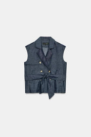 Gilet en lin avec ceinture