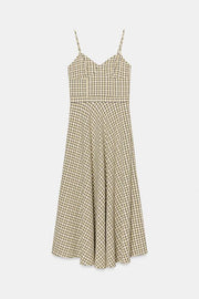 Robe midi à bretelles à carreaux
