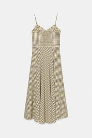 Robe midi à bretelles à carreaux
