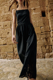 Robe midi brodée ajourée