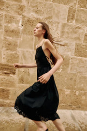 Robe midi brodée ajourée
