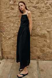 Robe midi brodée ajourée