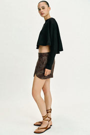 Jupe-culotte croisée à sequins