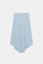 Jupe midi à carreaux asymétrique