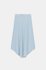 Jupe midi à carreaux asymétrique