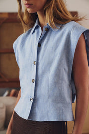 Chemise sans manches en lin