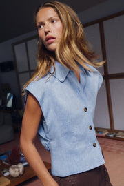 Chemise sans manches en lin