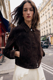 Blouson 100 % cuir suédé