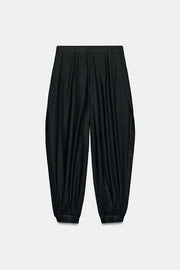 Pantalon bouffant en lin à fentes