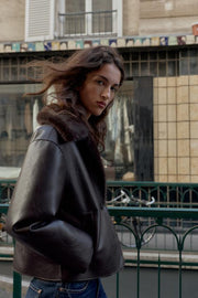 Blouson réversible double-face effet cuir